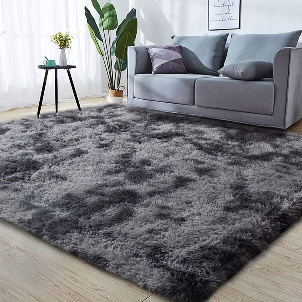 Fluffy Floor Rug, gray / 47in-x-63in